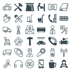 Set of 36 service filled and outline icons