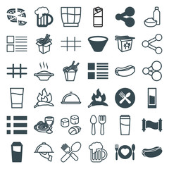 Set of 36 menu filled and outline icons
