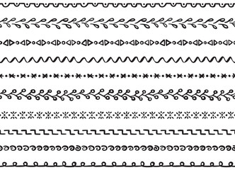 Fototapeta premium Illustrated seamless borders