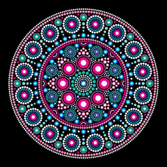 Mandala vector dot painting style, Aboriginal folk art, Australian traditional ethnic design