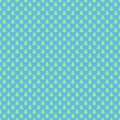 Light blue seamless retro stylized pine tree forest pattern background - vector Christmas decoration graphic design