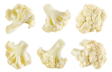Сauliflower isolated. Сauliflower piece on white. Macro. Collection. With clipping path.
