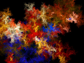 A abstract fractal background created using the recursive fractal flame algorithm.
