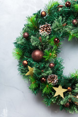 Advent christmas door wreath with festive decoration