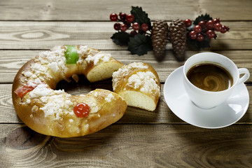 epiphany cake and cup of coffe