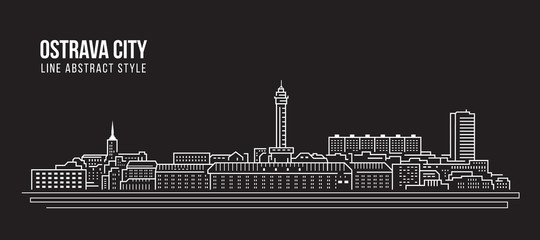 Cityscape Building Line art Vector Illustration design - Ostrava city