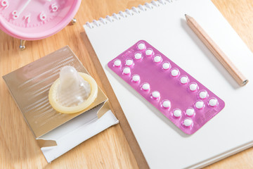 Contraceptive pill or Birth control pill with condom