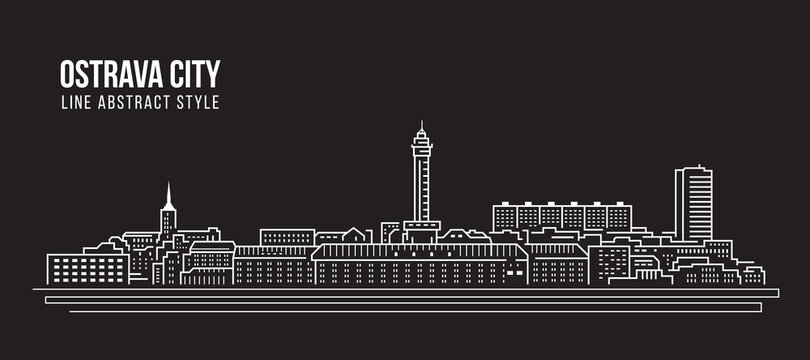Cityscape Building Line art Vector Illustration design - Ostrava city