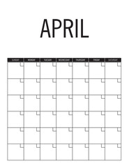 April - calendar page layout, no dates, can be used every year.