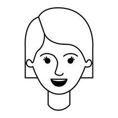female face with short hair in monochrome silhouette vector illustration