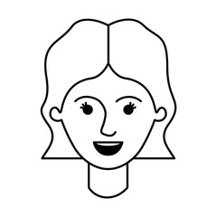 female face with short wavy hair in monochrome silhouette vector illustration