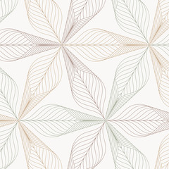 Vector pattern repeating abstract leaves on garland. Green leaves with green gradient effect.