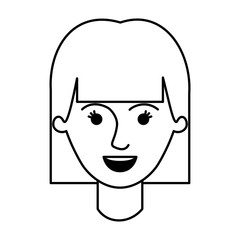 female face with mushroom hairstyle in monochrome silhouette vector illustration