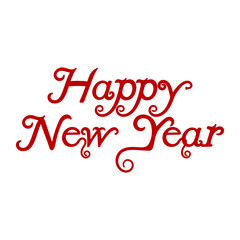 Happy New Year. hand-lettering red text on  background. Handmade vector calligraphy collection