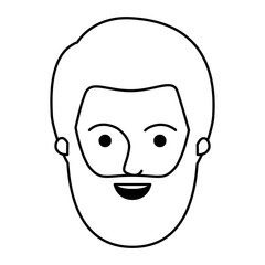 male face with short hair and bearded in monochrome silhouette vector illustration