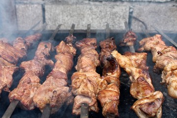shish kebab on skewers