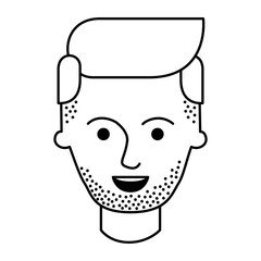 male face with stubble beard and side parted hairstyle in monochrome silhouette vector illustration