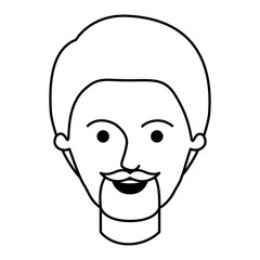 male face with short hair and goatee beard in monochrome silhouette vector illustration