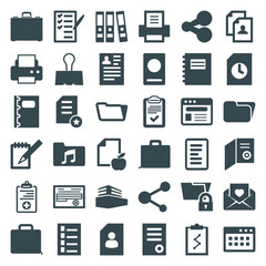 Set of 36 document filled icons