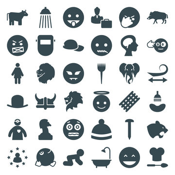 Set of 36 head filled icons