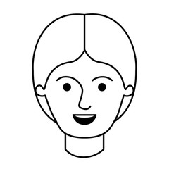 male face with middle part hairstyle in monochrome silhouette vector illustration
