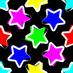 Seamless vector background with decorative stars. The stroke of the pen. Textile rapport.