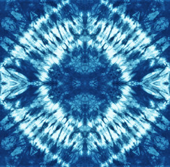 Materiał do szycia Seamless pattern, abstract tie dyed fabric of indigo color on white cotton. Hand painted fabrics. Shibori dyeing