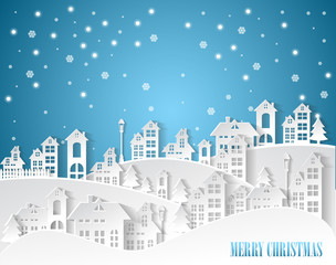 Christmas and New Years ,winter background and village Landscape
