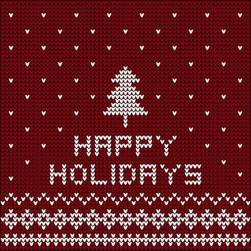 Happy Holidays Design As Knit Sweater And Jumper Imitation