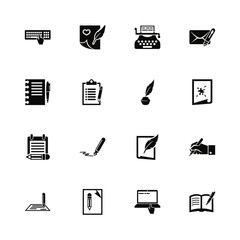Writing icons - Expand to any size - Change to any colour. Flat Vector Icons - Black Illustration on White Background.