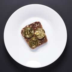 Sandwich from coins bitcoin