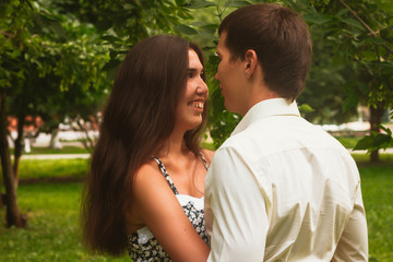 Beautiful young couple in the park