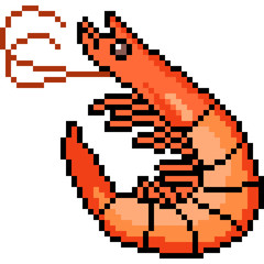 Fototapeta premium vector pixel art shrimp seafood
