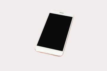 White modern smart phone isolated.Blank screen for mockup.