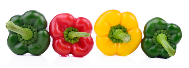 pepper sweet red,green and yellow isolated on a white background