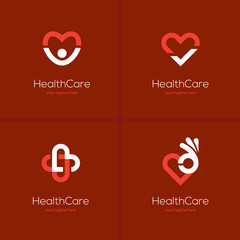 Health care logo set with heart shape. - 182406312