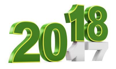 New year plastic green numbers 2018 on a white background. 3d rendering.