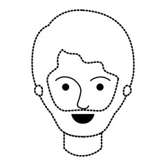male face with short hair and beard in black dotted silhouette vector illustration