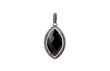 black jasper pendant isolated on white.