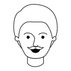 male face with short hair and moustache in black dotted silhouette vector illustration
