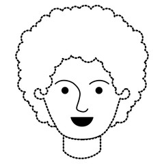male face with curly hair in black dotted silhouette vector illustration