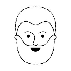 male face with short hair and full beard in black dotted silhouette vector illustration