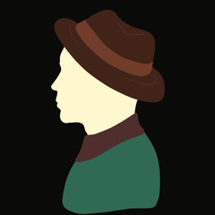 A man in a hat and shirt, profile
