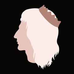 Profile of a prince with long hair