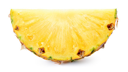 Pineapple isolated. Pineapple slice. Cut pineapple on white.