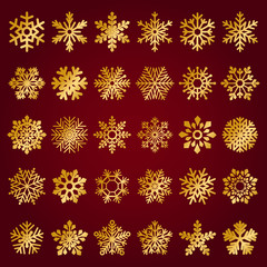 Naklejka na ściany i meble set of vector snowflakes on red background