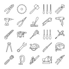 Construction tools linear icons set - obrazy, fototapety, plakaty