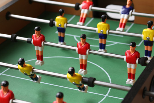 Table Football Game Close Up View, Kicker Player Figures