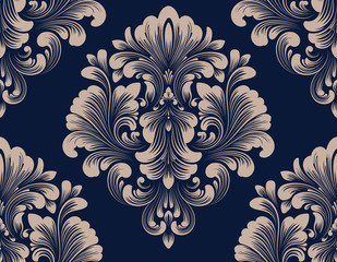 Vector damask seamless pattern element. Classical luxury old fashioned damask ornament, royal victorian seamless texture for wallpapers, textile, wrapping. Exquisite floral baroque template.