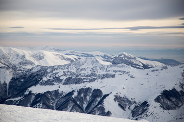 Fototapeta na wymiar Caucasus Mountains, Georgia, ski resort Gudauri.